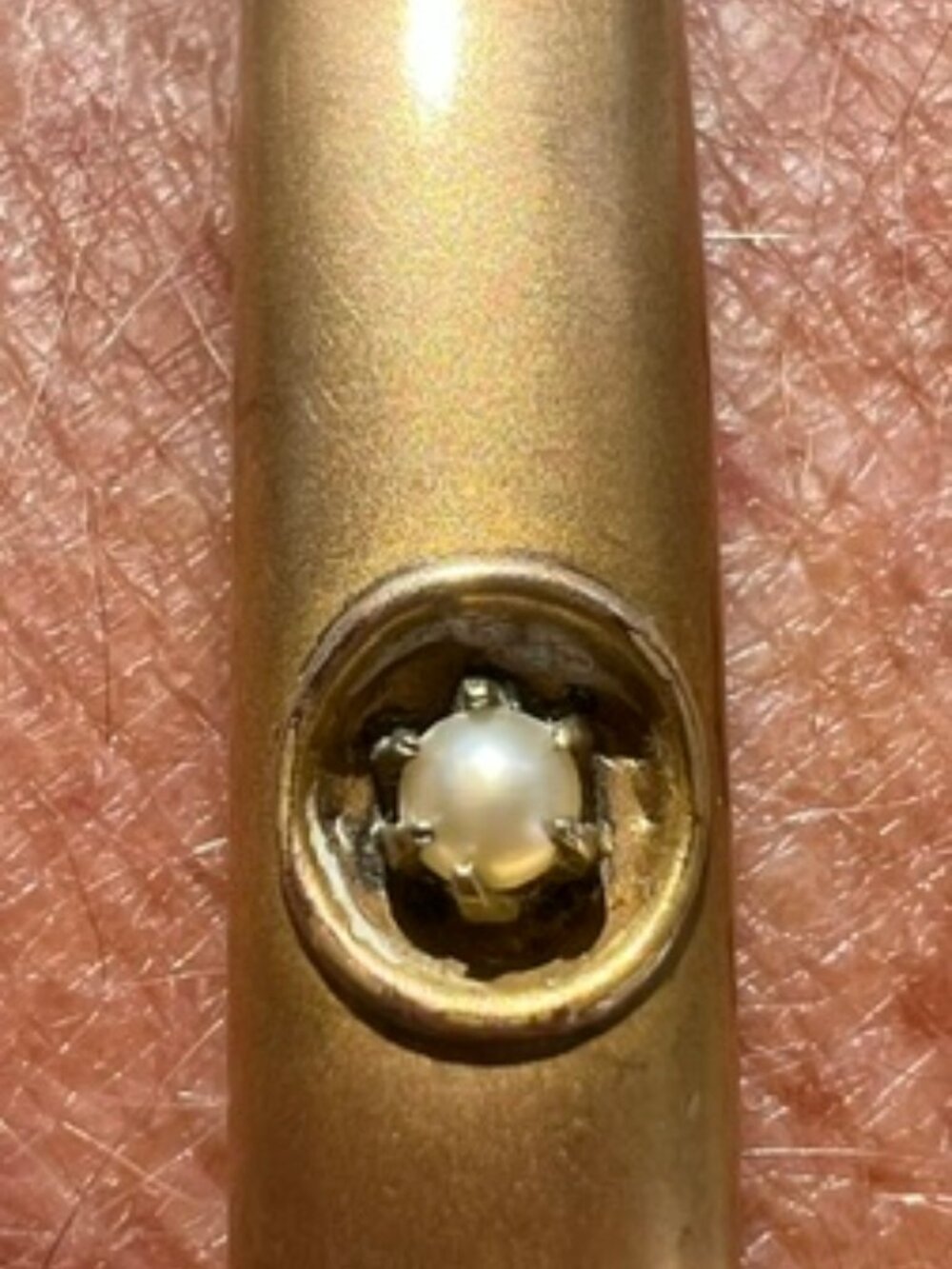 Vintage Rolled Gold Pearl Hinged Bangle Bracelet